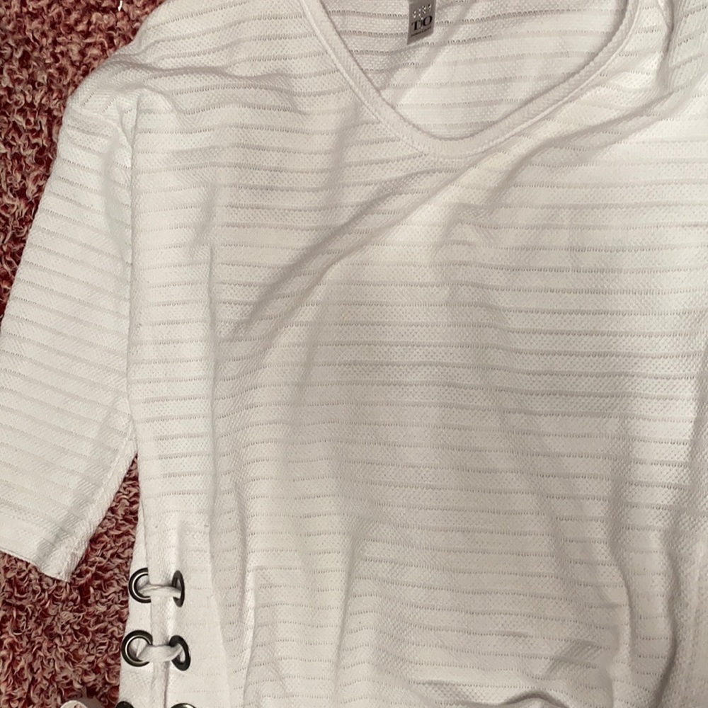 WHITE cute mid sleeve shirt , white, with tie up option on the sides
